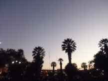 Sonnenuntergang auf der Plaza de Armas in Arequipa.